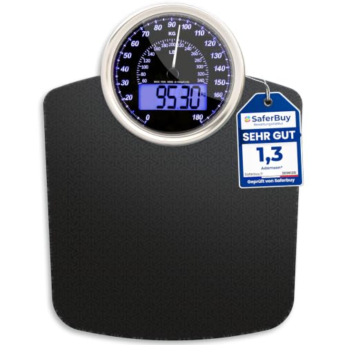 Hybrid 2-in-1 Analog- und Digitalwaage bis 180 kg mit Großem Display