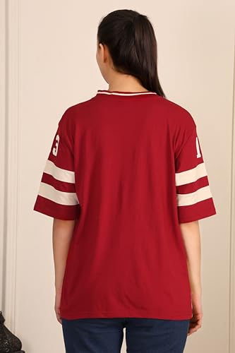 Image of BLACKSTEP Women Oversized Cotton Jersey Tshirt | Loose Fit Streetwear Casual Top | Drop Shoulder Longline T Shirt for Girls College Wear Travel Gym Daily Outfit