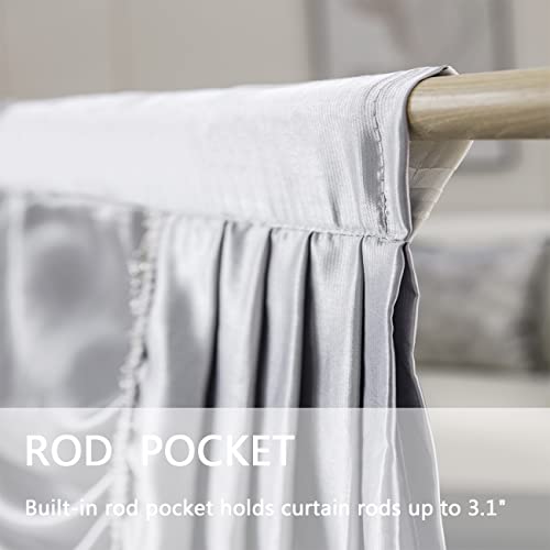 Luxury Valances For Living Room With Beads Crystals Grey Waterfall Swag Waterfull Valance Bedroom Dining Room Curtains Tulle Kitchen Large Window Vertical Blinds Door Rod Pocket 1 Panel(98In, Grey) #TOP2