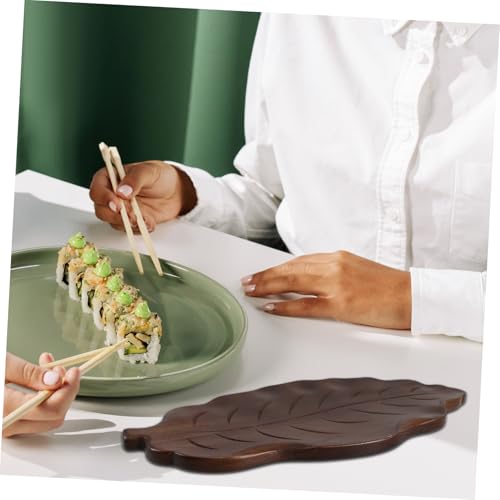 Plateau en forme de feuille en bois naturel pour dessert et clés ABOOFAN