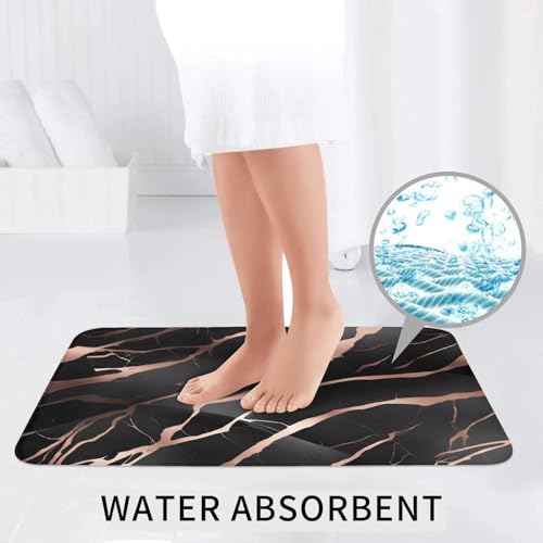 Tapis de bain marbre noir et or rose lot de 3 durable haute qualité