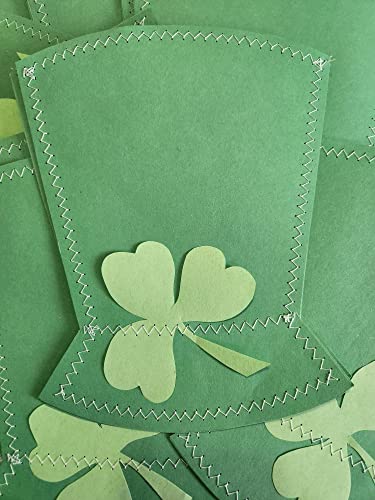 Shamrock Paper Bags (20), Green Hat Paper Bags, Handmade Party Bags, St. Patrick's Day Paper Bags