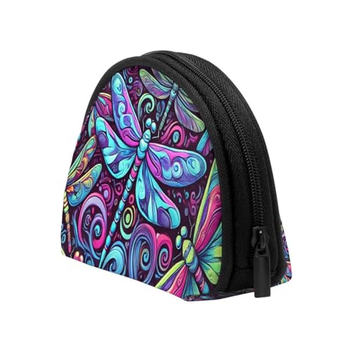 Portable Coin Purse Colorful-Psychedelic-Butterflies Mini Zippered Money Pouch Card Holder4