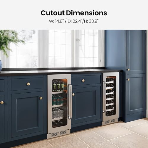 Image of Whynter 80 Can & 33 Bottle Wine and Beverage Refrigerator, 30 Inch Wine Cooler Refrigerator Glass Door, 40-65F Digital Temperature Control, Built-in or Freestanding for Home Bar Kitchen Office