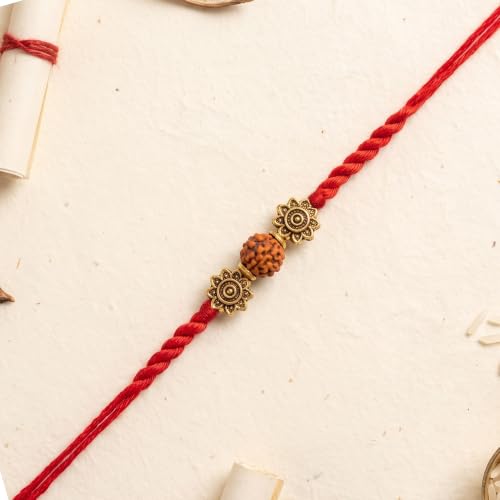 Image of I Jewels Thread Rakhi With Roli Chawal & Rakshabandhan Card for Brother /Bhai /Men /Bro