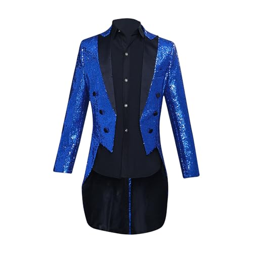 Mens Sequin Tuxedo Tailcoat Swallowtail Suit Jacket Dinner Party Wedding Blazer Medieval Slim Show Tux Dress Coat