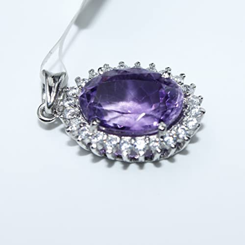 Amethyst Gemstone Pendants/Amethyst Necklace For Men & Woman / 925 Sterling Silver Locktes/Charm Pendant / 10X14 Mm #TOP2