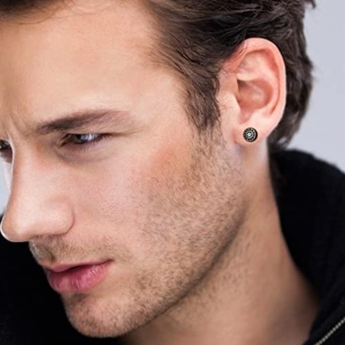 image for Finrezio 12 Pairs 18G Fake Gauge Earrings for Men Women Stainless Stee