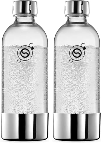 sodastream Bouteille 1L Machine à Eau Pétillante et Soda | Compatible Lave-Vaisselle | Finition Acier Inoxydable (Lot de 2)