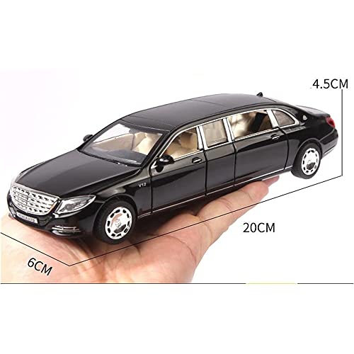 Image of DEUSON ECOM Diecast Metal Model Car 1:24 Scale Maybach Toy Cars For Kids Sound Light And Pull Back, Black