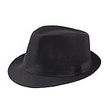 Elwow Men's Summer Breathable Panama Hat Fedora Beach Sun Hat Straw Hat with Crimping Design (Black)