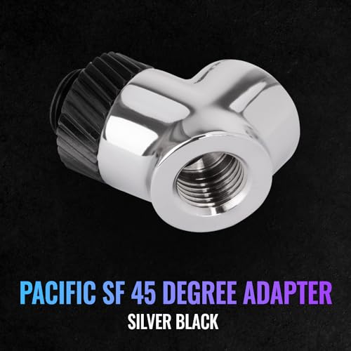 Image of Thermaltake Pacific SF 45 Degree Adapter Silver Black /DIY LCS /Fittings CL-W397-CU00SL-A