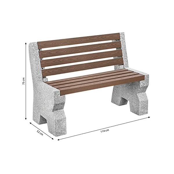 Gartenbank aus Granit & WPC Grau/Braun