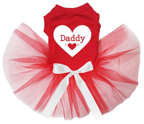 Robe pour chien Rouge Taille S Daddy I Love U en coton confortable