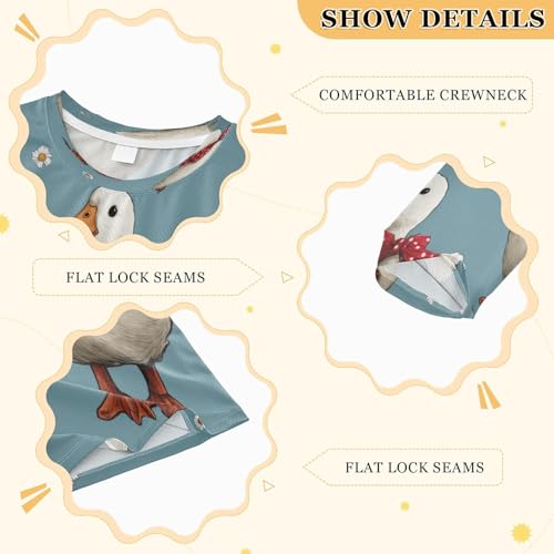 Duck Pattern with Flowers Boys Rash Guard Long Sleeve UPF 50+ Boys Swim Shirt Quick Dry Shirt for 3-12 Years3