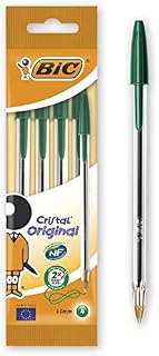 BIC Cristal Medium Ball Pen - Green, Pack of 4