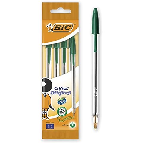 BIC Cristal Medium Ball Pen - Green, Pack of 4 Cover