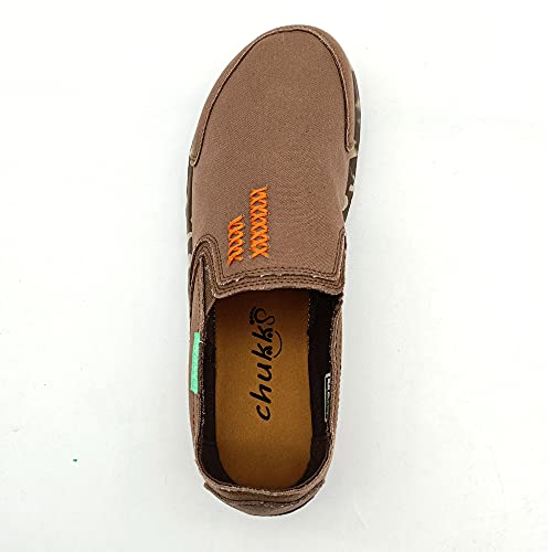 Men's Casual Canvas Slip on Loafers Leisure Flat Boat Shoes (Brown, 10)3