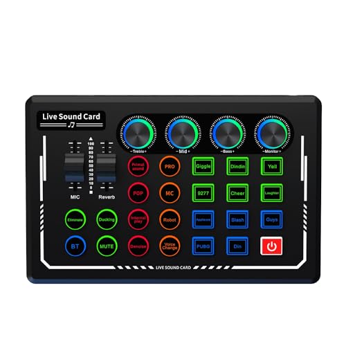 Rtauhife Mezclador de Audio V88 Tarjeta de Sonido Externa USB Auriculares Micrófono Transmisión en Tarjeta de Sonido para Teléfono Móvil Computadora Negro