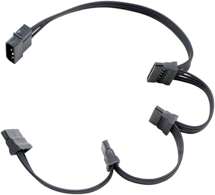 Molex 4 Pin Male to SATA Female Power Supply Cable, YiKaiEn 15 Pin SATA Power Splitter Converter Adapter Cable Hard Drive HDD SSD Extension Cable 23inch 58cm (1 to 4)