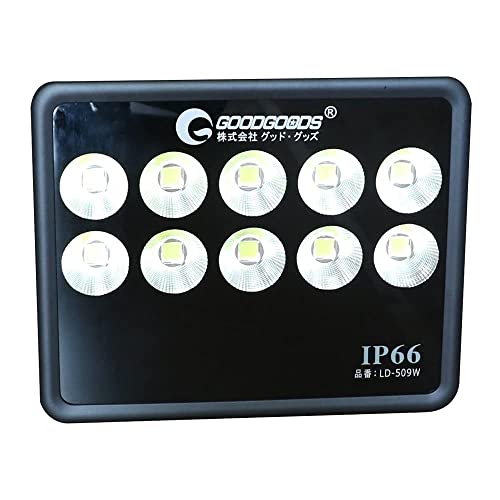 グッド・グッズ 500W LED 投光器 5000W相当 防水 大型 広角120度 ledライト LED投光機 看板灯 集魚灯 駐車場用 作業灯 舞台照明 屋内 屋外 照明 ポータブル投光器 店舗看板用 店頭看板 LEDライト LD-509W プラグなし