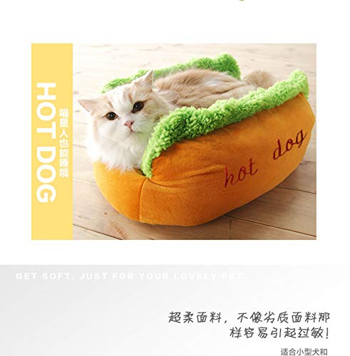TOSSPER Hot Dog Form Haustier Sofa Weiche Nette Hundebetten Cozy Welpen-Katze Schlafkissen Kitten Warm Mat 60cmx50cmx23cm