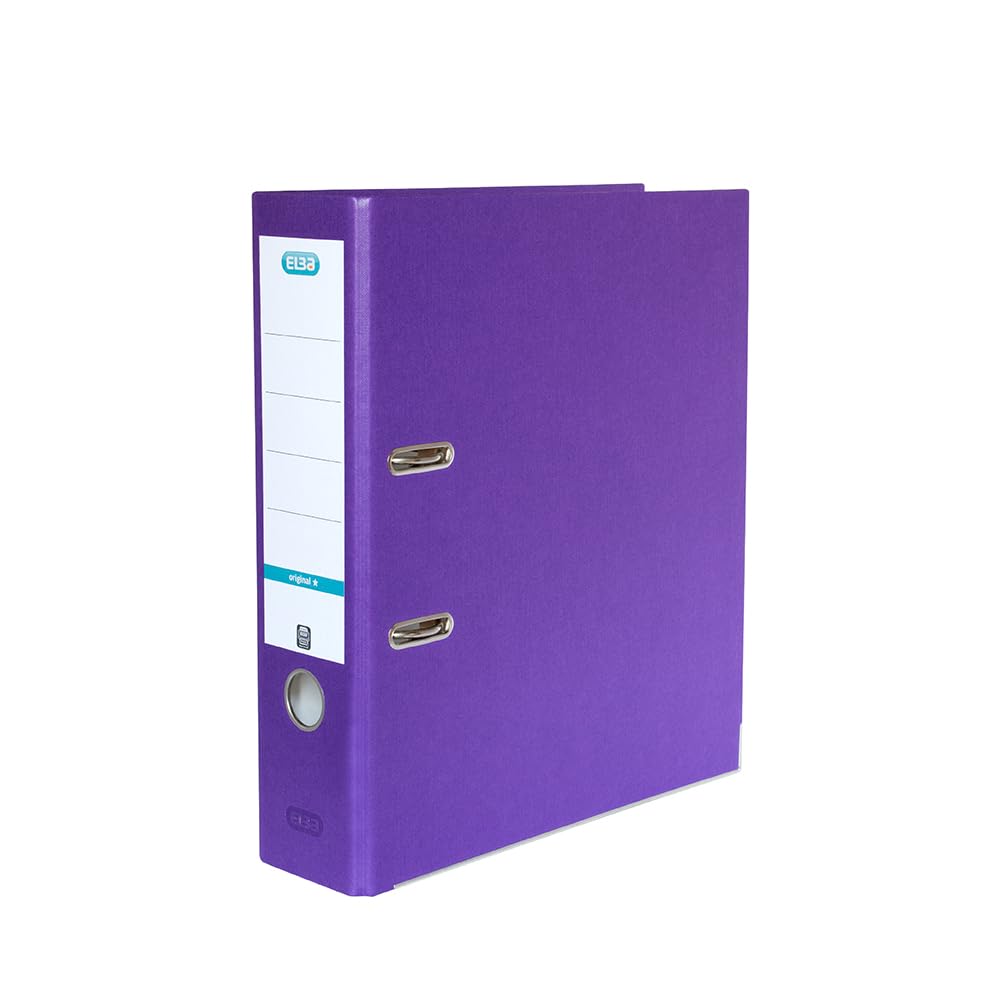 Elba A4 Lever Arch File, 570 Sheet Capacity, 80mm Spine, Strong Paperboard, Single Pack, Purple – Durable Office, School & Home Filing Organiser