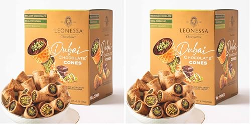 Leonessa Dubai Chocolate Cones with Pistachio Kunafa