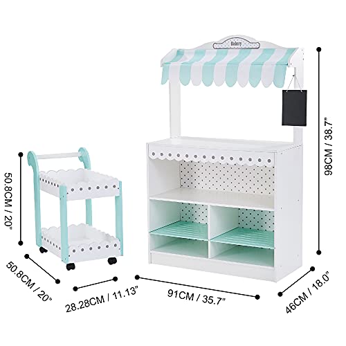 Teamson Kids TD-13003A My Dream Bakery Shop Dessert Stand And Rolling Pastry Cart Interactive Wooden Play Set thumb #3