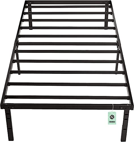 Image of Amazon Basics Sturdy Heavy-Duty Non-Slip Platform Bed Frame, Steel Slat Support, Noise Free, Easy Assembly, 14 Inch Storage Height, Twin Size, Black