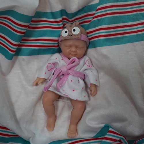 Muñeca bebé reborn de silicona mini 4.5 pulg miniatura 2