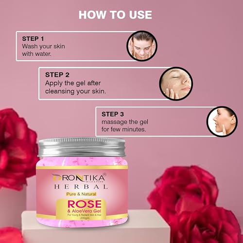 Image of Herbal Rose Multipurpose Gel for Skin & Hair | Made with Hyaluronic Acid, Hibiscus, Aloe Vera and Rose | Provides Hydration & Calms Skin | Vegan & Cruelty Free, 200 gm (Pack