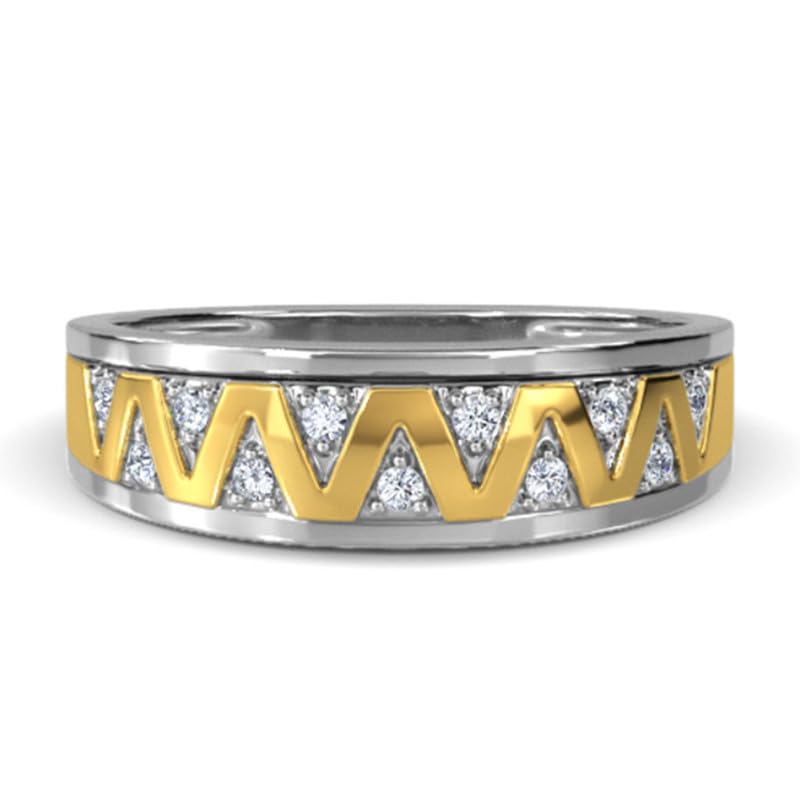 Image of KISNA 14k / 18k Real Gold & Diamond Ring | Diwali, Rakhi Rakshabandhan Gift for Brother, Husband | With Certificate of Authenticity & BIS-Hallmarked Gold Jewellery | Joseph Diamond Ring For Him
