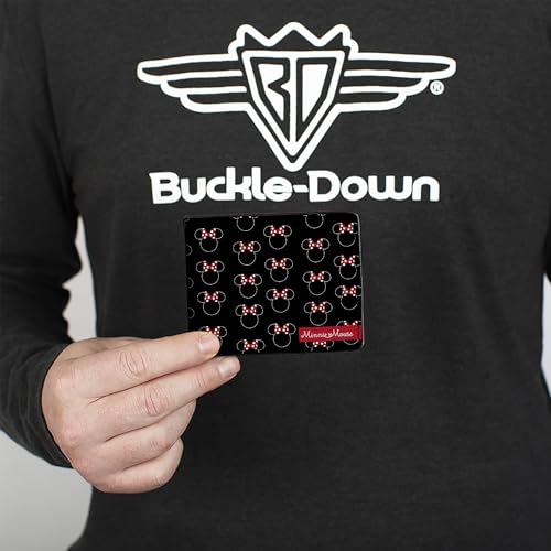 Buckle-Down Men's Disney Wallet, Bifold, Minnie Mouse Icon Monogram Banner Black White Red, Vegan Leather, Multicolor, Standard Size3