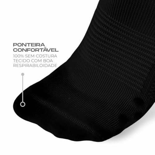 KIT com 3 Pares de Meia de Corrida Performance, Cano Médio, Sem Costura, Poliamida, Proteção Contra