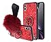 Lozeguyc iPhone XR Bling Marble Kickstand Case,iPhone XR Luxury Soft Hard Back Case Shiny Glass Shockproof Ring Stand Cover for iPhone XR 6.1 Inch-Red