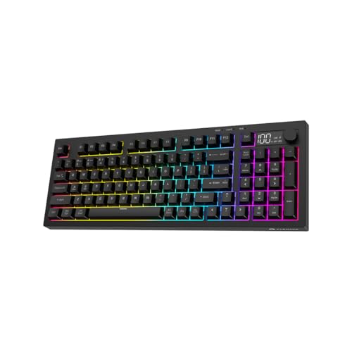 Image of KARNAGE by EVM Visage 95 RGB Backlit Wireless Gaming Keyboard [95 Keys] Triple Mode BT 5.0, 2.4GHz & USB-C | Semi- Mechanical | Volume Knob & Display | 2000mAh | Win & Mac | 2 Year Warranty | Black