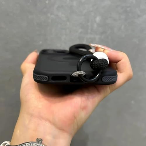 Coque arrière mate noire iPhone 11 Pro Max antichoc avec cordon et support magnétique - 4