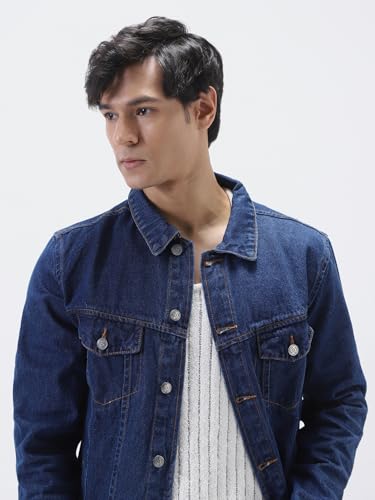 Image of Urbano Fashion Men's Regular Fit Washed Full Sleeve Denim Jacket