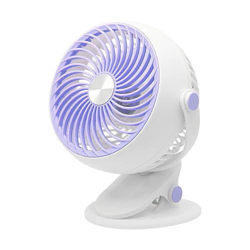 Generico Ventilador de clip | Ventilador portátil con clip para refrigeración, enfriador de aire alimentado por batería silencioso con 5 velocidades para escritorio, cochecito, exterior, camping, casa