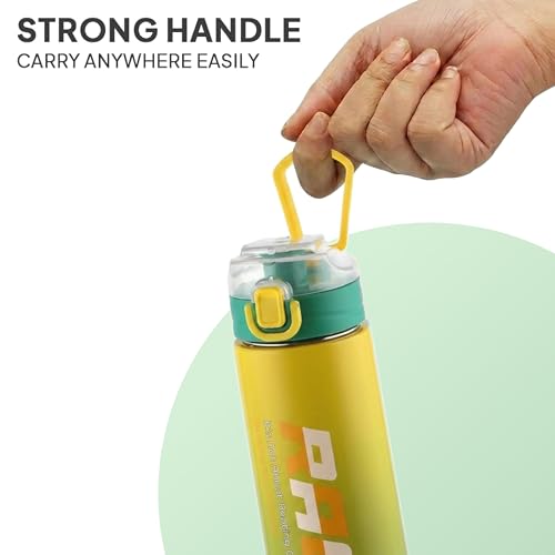 Image of CELLO Puro Steel-X Race Insulated Water Bottle for Daily Use 600 ml Green | Stylish Colorful Easy Press Open Leak Proof Inner Steel Insulated Water Bottle for School, College, Travel, Biking & Office