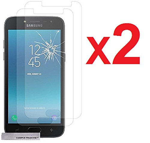 CAMPUS TELECOM 2 Films Vitre Verre Trempé de Protection Écran 100% Transparent pour Samsung Galaxy J2 2018/J2 Pro (2018) SM-J250F/Galaxy Grand Prime Pro (2018) (5'' Pouces) Cover