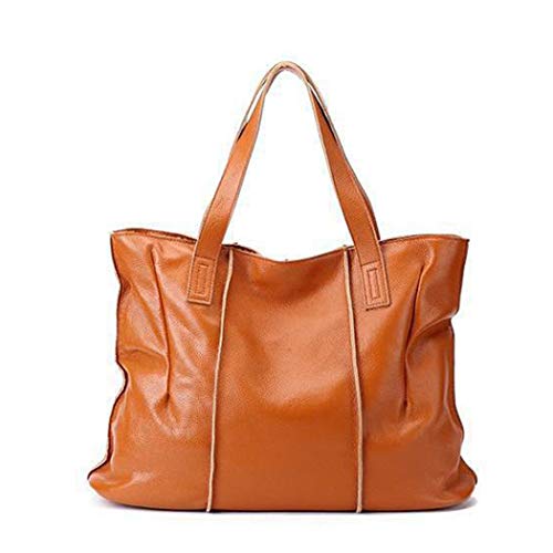 YXBQueen Bolsas femininas de couro genuíno para laptop bolsa de ombro para escritório bolsa de laptop para mulheres, Marrom, Large
