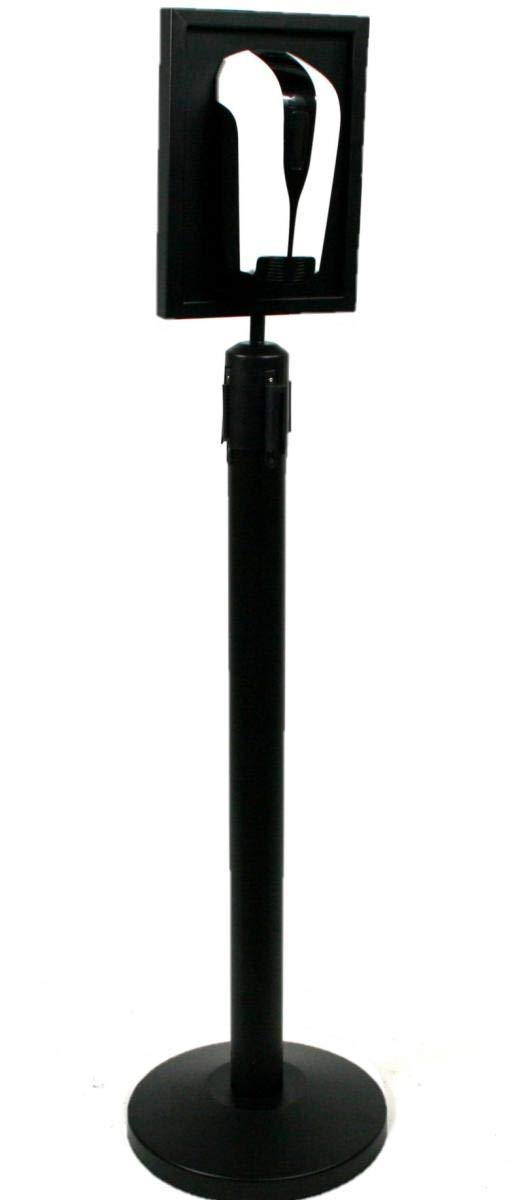 Desinfektionsständer Desinfektionsspender Hygienestation schwarz 500ml 110cm mit Plakathalter und Absperrseil