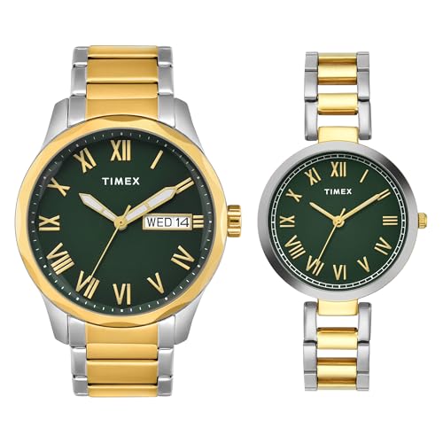 Image of TIMEX Green Round Dial Analog Pair's Watch - TW00PR340