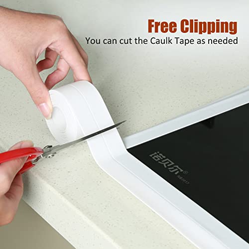 Hoacm White Caulk Tape For Bath & Kitchen, 1.5" X 10.5Ft Self Adhesive Caulk Strip For Bathtub Decorative Caulking Tape For Kitchen Countertop,Sink,Bathroom,Toilet,Bathtub Floor Wall Edge Protector #TOP4