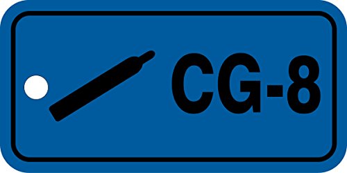 Étiquette CG-8 gaz comprimé autocollante Accuform TDJ708VPM bleu et noir 5 pièces