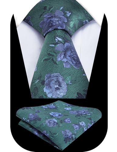 Image of Alizeal Mens 3.15'' Colorful Flower Pattern and handkerchief Necktie Set