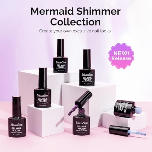 Image of MelodySusie 7.5ML Glitter Gel Nail Polish Set, 6 Colors Chameleon Sparkle Gel Polish Kit Aurora Blue Purple Green Shimmer Gel Polish Gifts for Women Nail Art Manicure Salon DIY Nail Design at Home