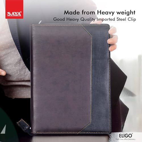 Image of Stylish Saya Multipurpose Leatherette Professional File Folder for Certificates - Handcrafted Leather Document Holder | Executive Portfolio for Legal Size Documents with 20 Leaves (Brown)
